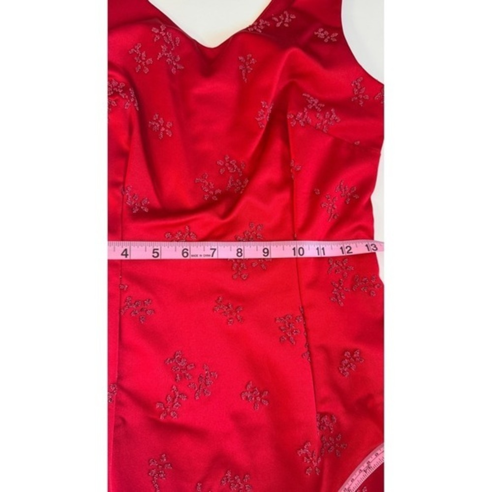 All That Jazz Vintage Coquette Red Beaded Satin Mini Dress Size 7/8 Made in USA - Picture 12 of 14